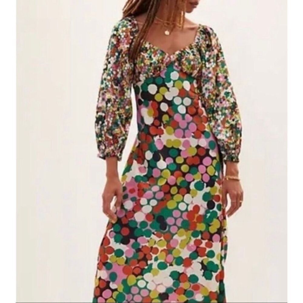 NWT Anthropologie Porridge Floral puff sleeve maxi dress size XS petite By Porri - Picture 3 of 7